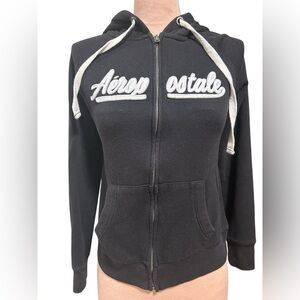 Aeropostale Girls Black Fleece Zip-Up Hoodie Sweatshirt Size Small